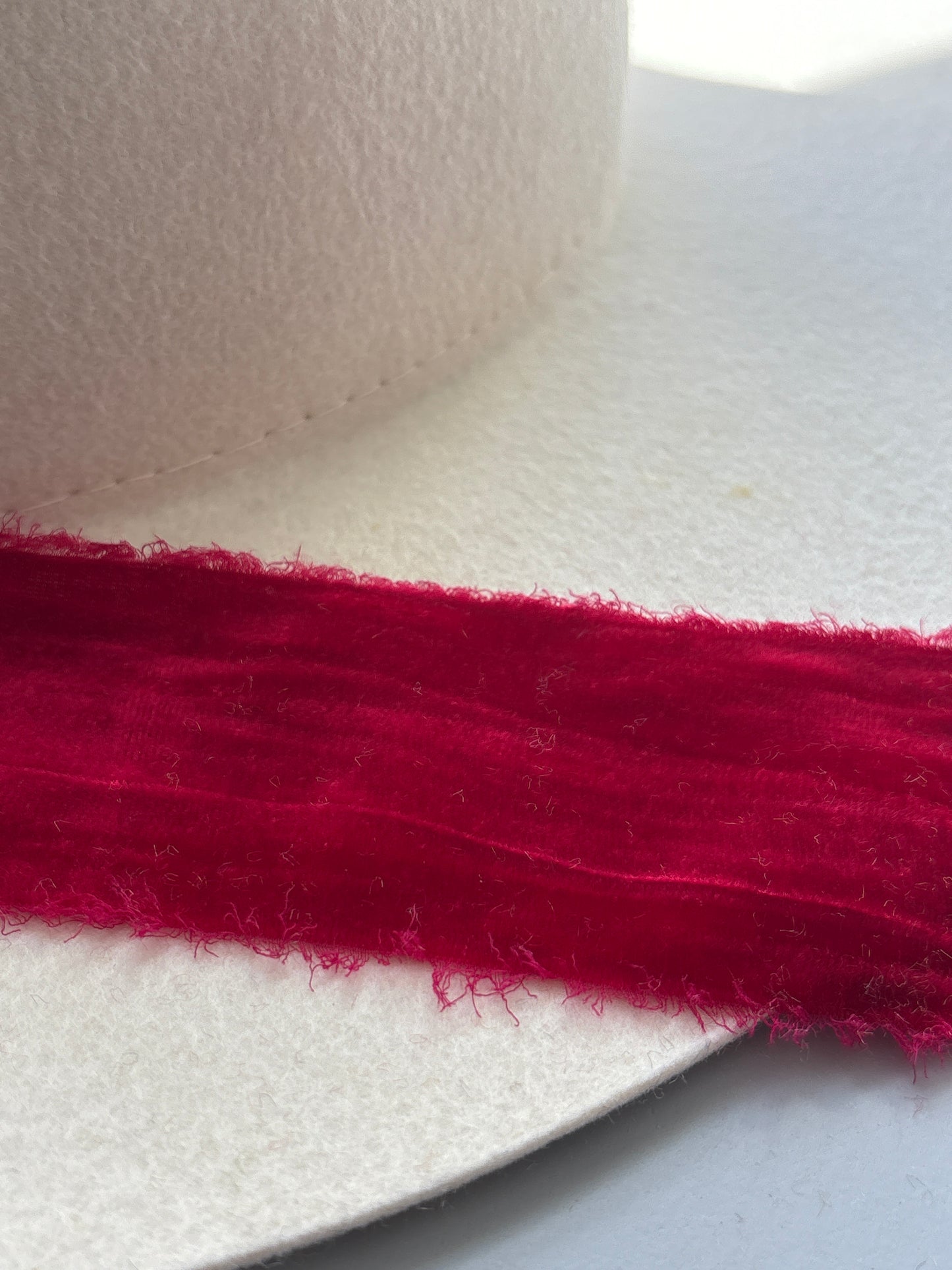 2 Inch Frayed Edge Velvet Silk Ribbon