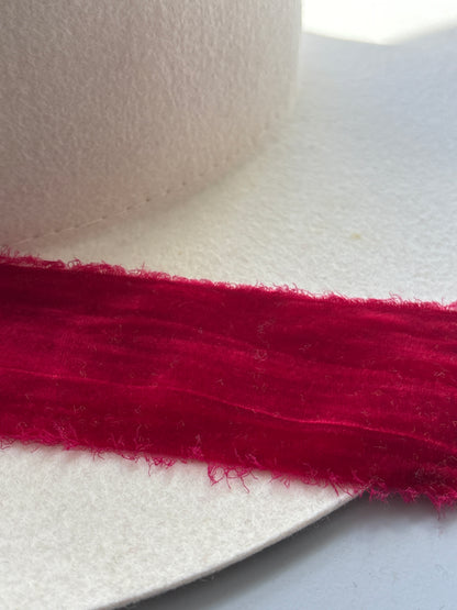 2 Inch Frayed Edge Velvet Silk Ribbon