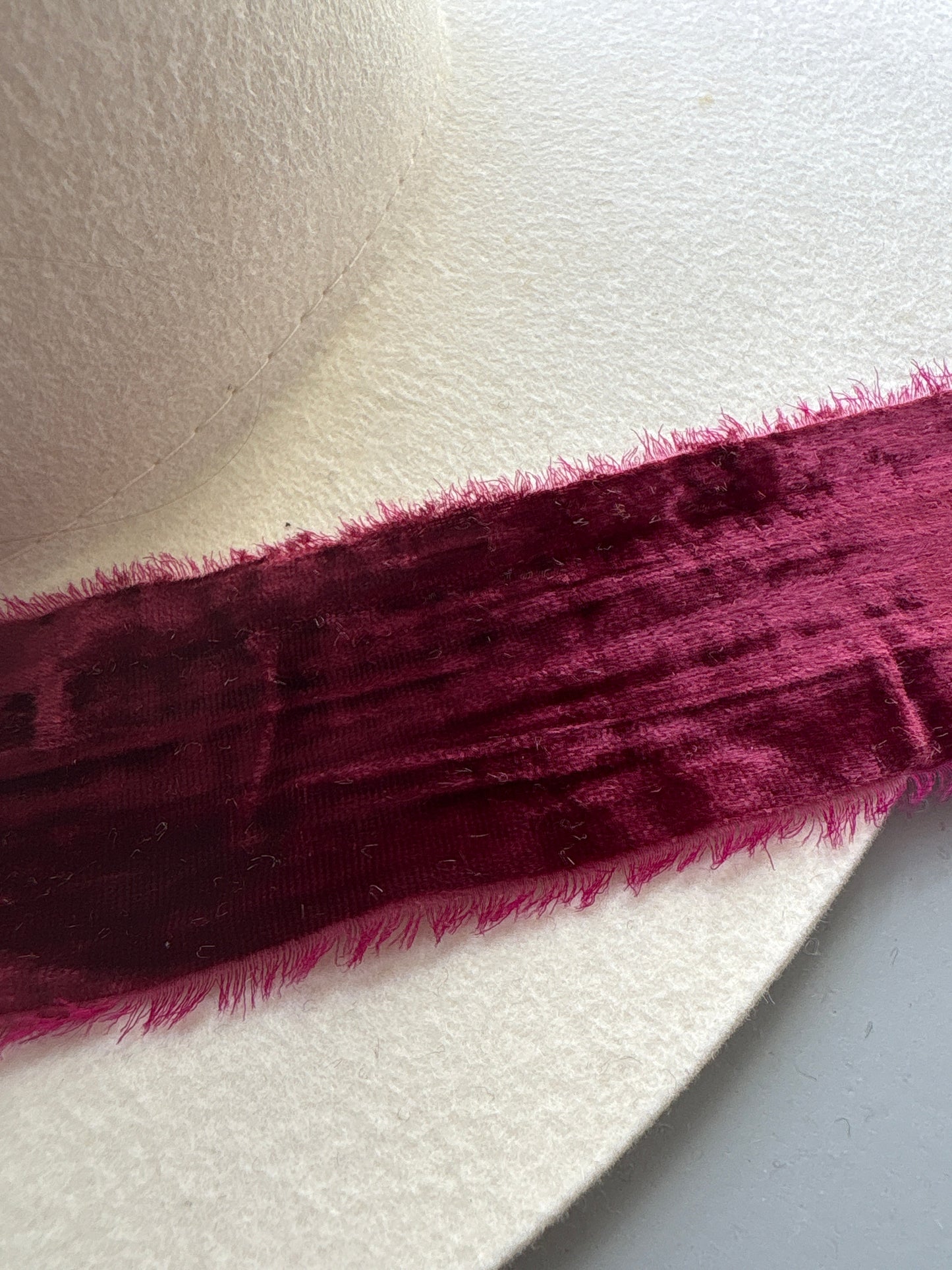 2 Inch Frayed Edge Velvet Silk Ribbon